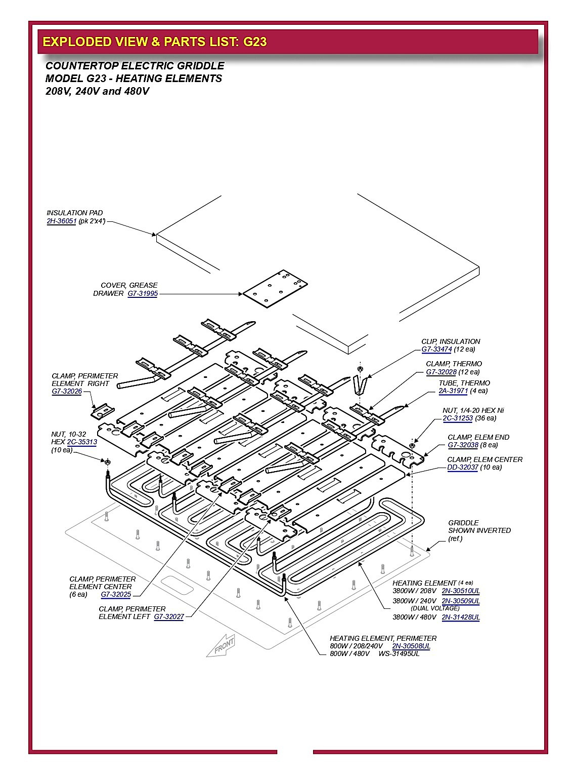 EXPLODED VIEW & PARTS LIST: G23-1