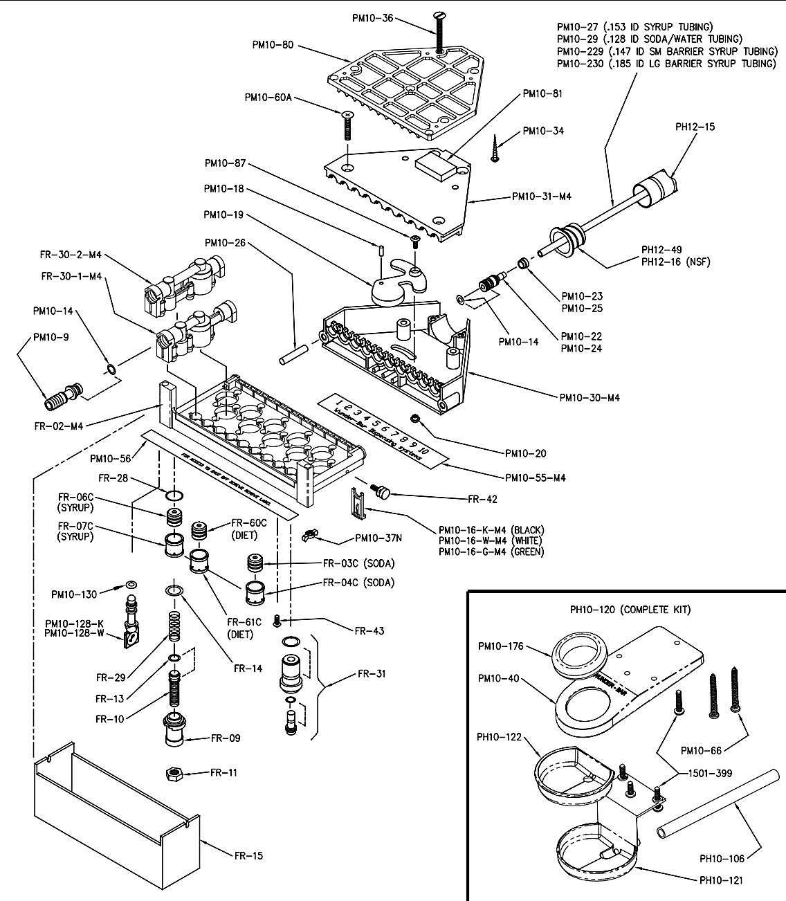 MARK 4 10-BUTTON  POST MIX MANIFOLD W/FLOW CONTROL
