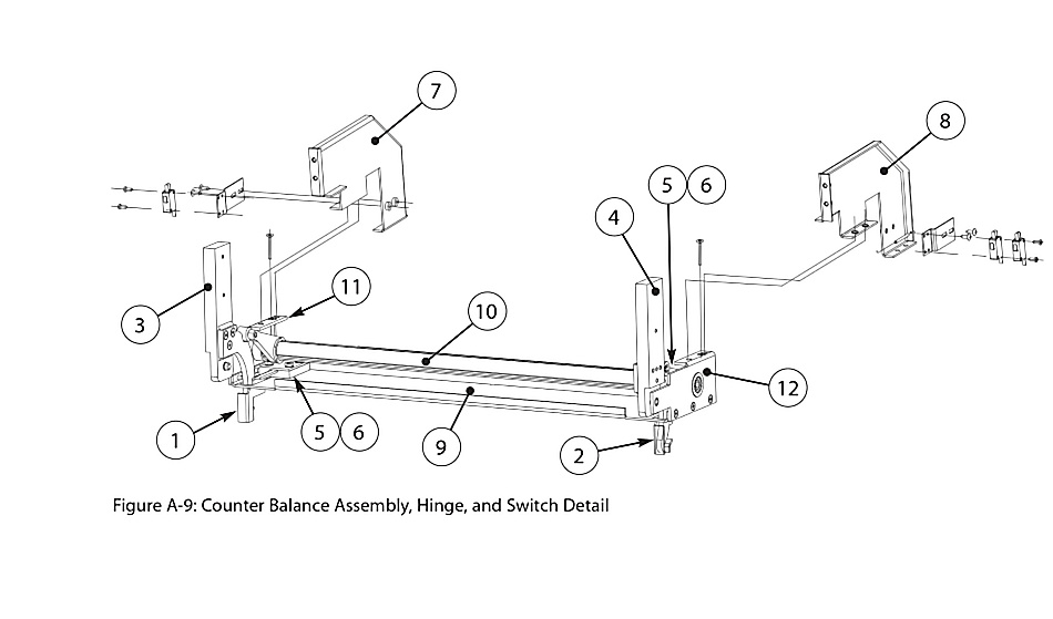 TurboChef Counter Balance Assembly, Hinge, and Switch Detail